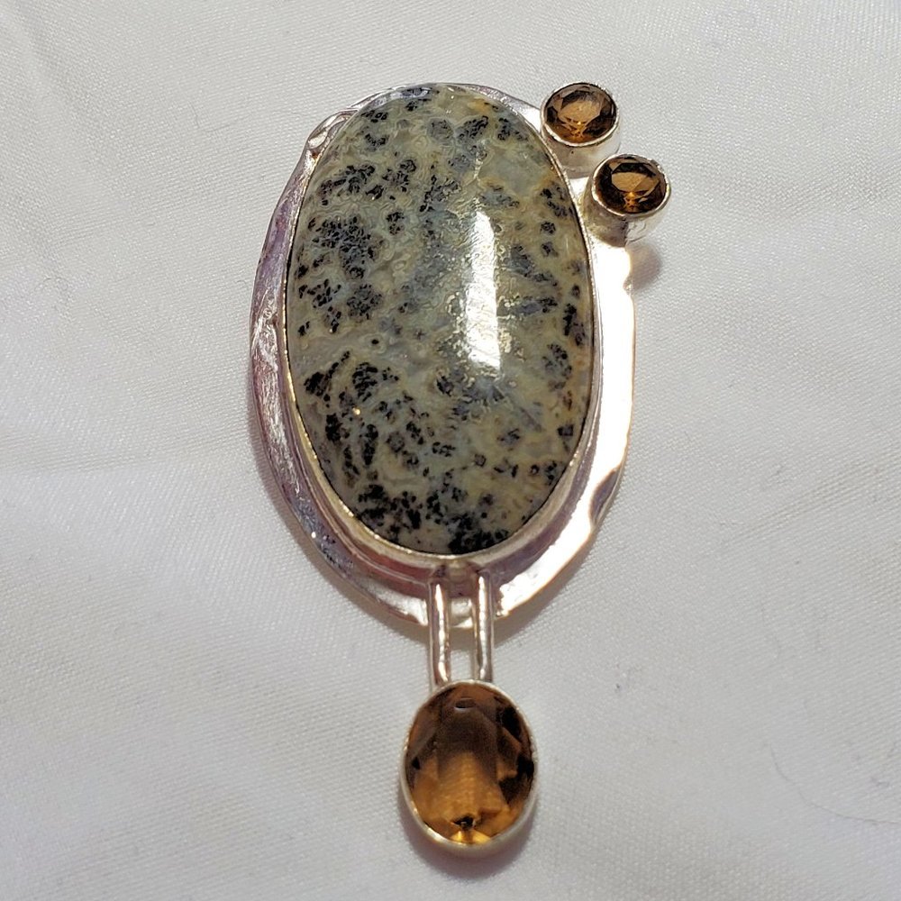 Chalcopyrite Smoky Quartz Pendant in 925 Sterling